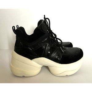Michael Kors Black and White Wedge Sneaker Size 5